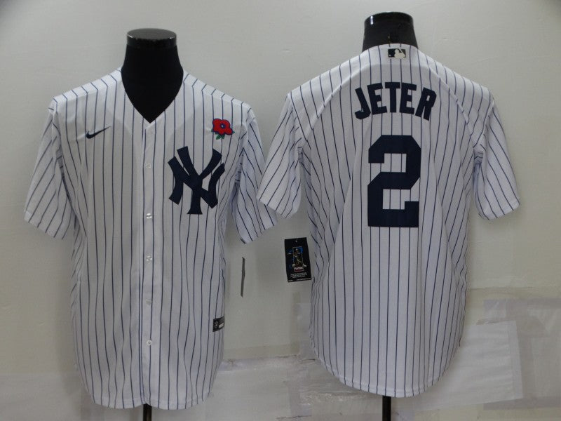 Men's New York Yankees Derek Jeter #2 White Jersey